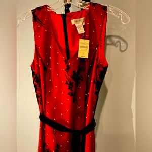 NWT BEAUTIFUL Coldwater Creek size 6 sleeveless dress burgundy,black and gold